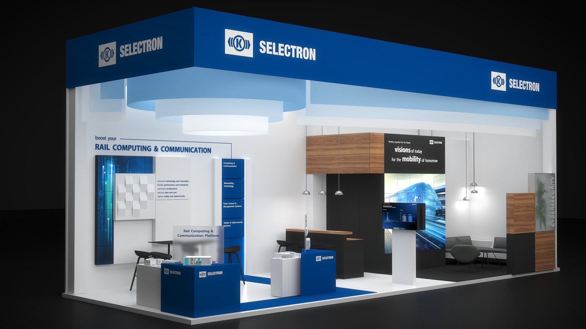 Rail computing and communication exhibition booth design.