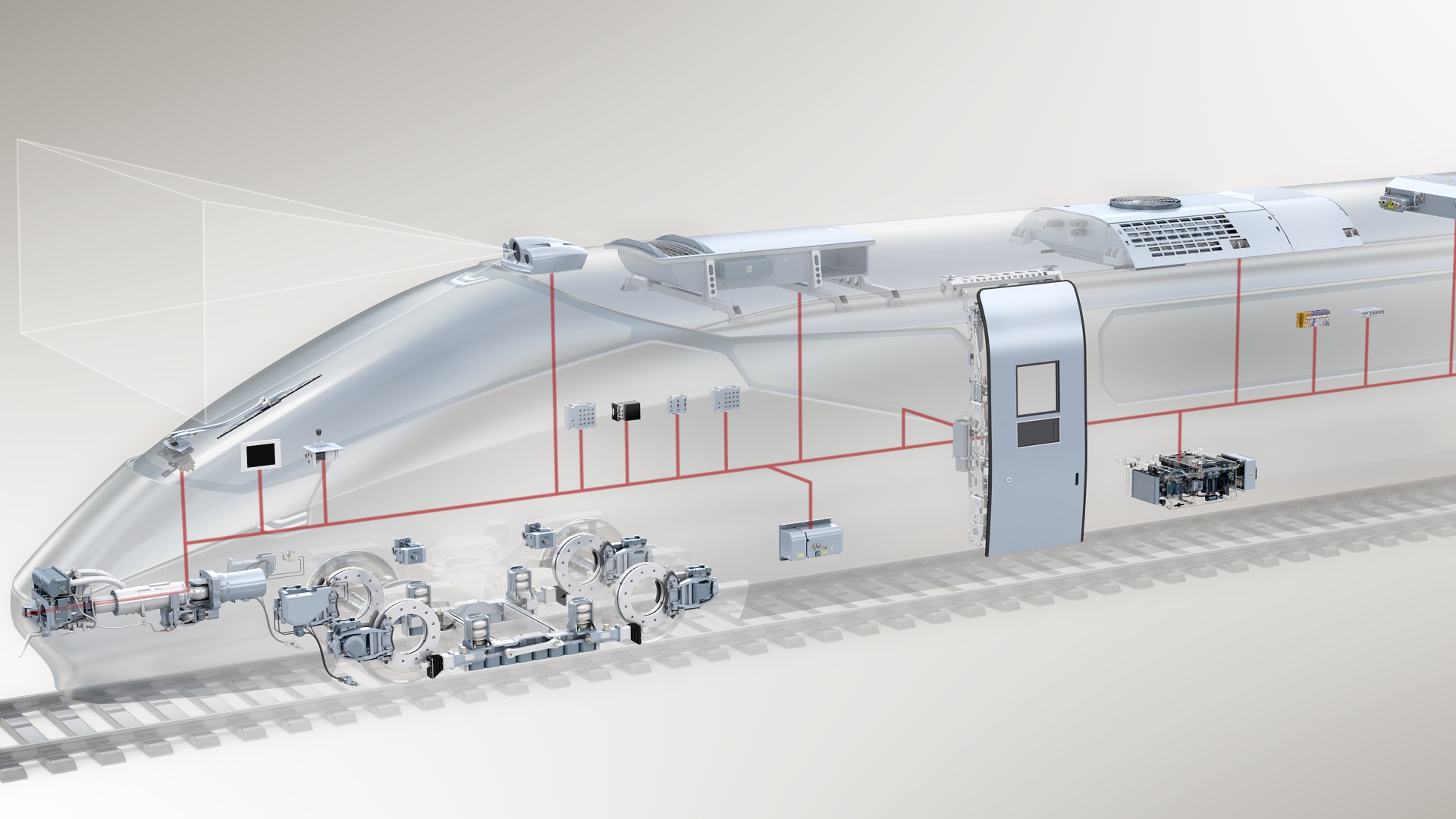 Train cross-section showing components and systems.