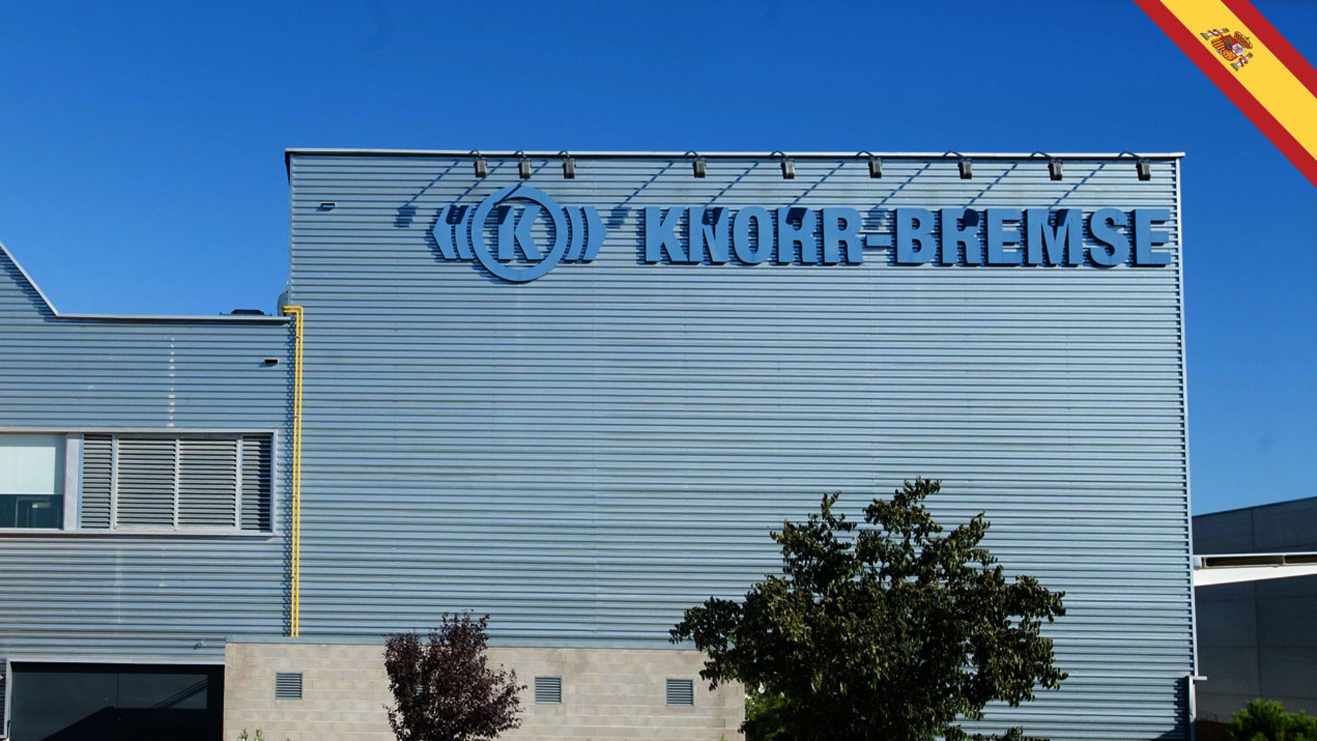 Knorr-Bremse building with orange stairwell and logo