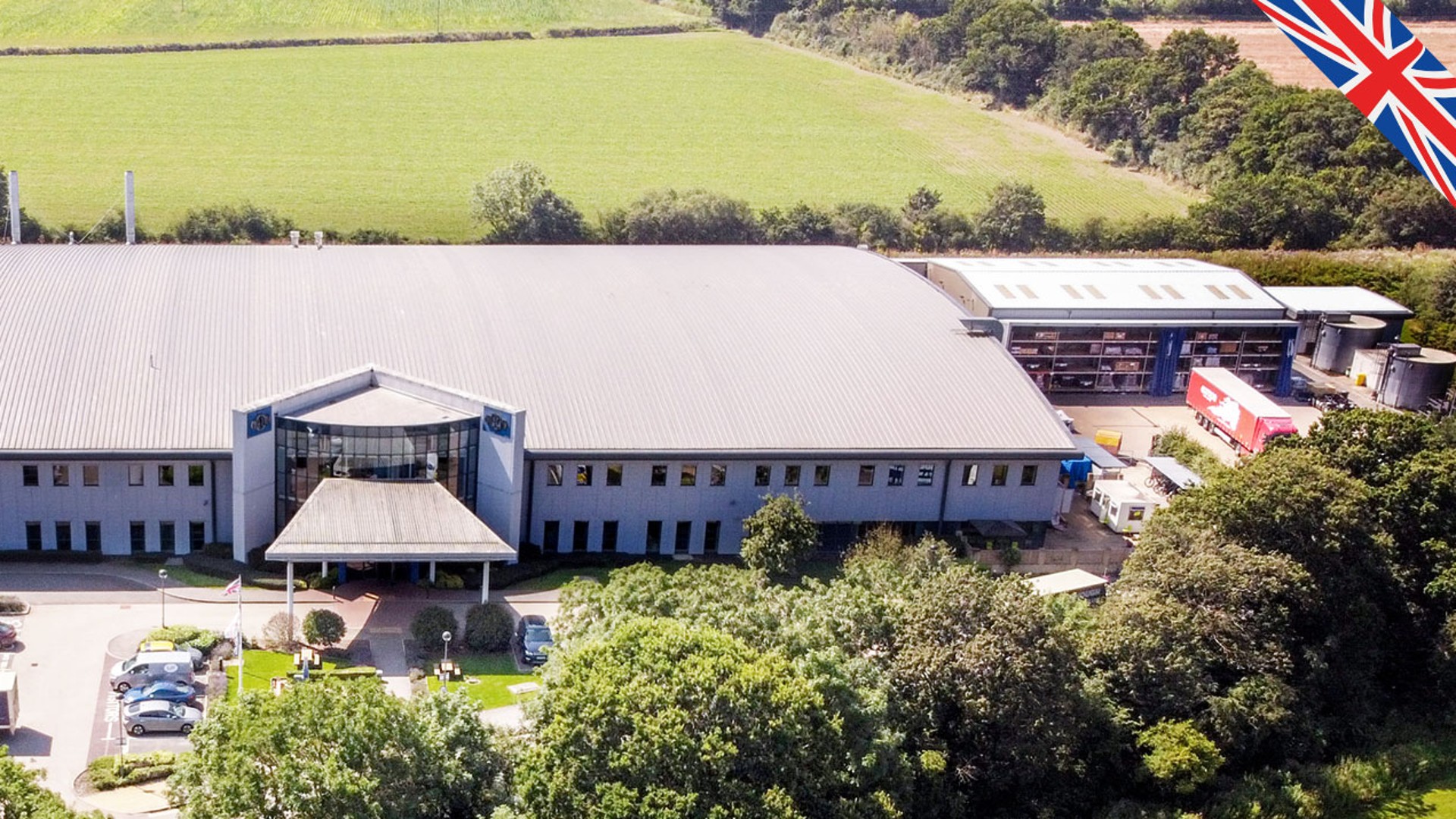 Aerial view of Knorr-Bremse facility and parking