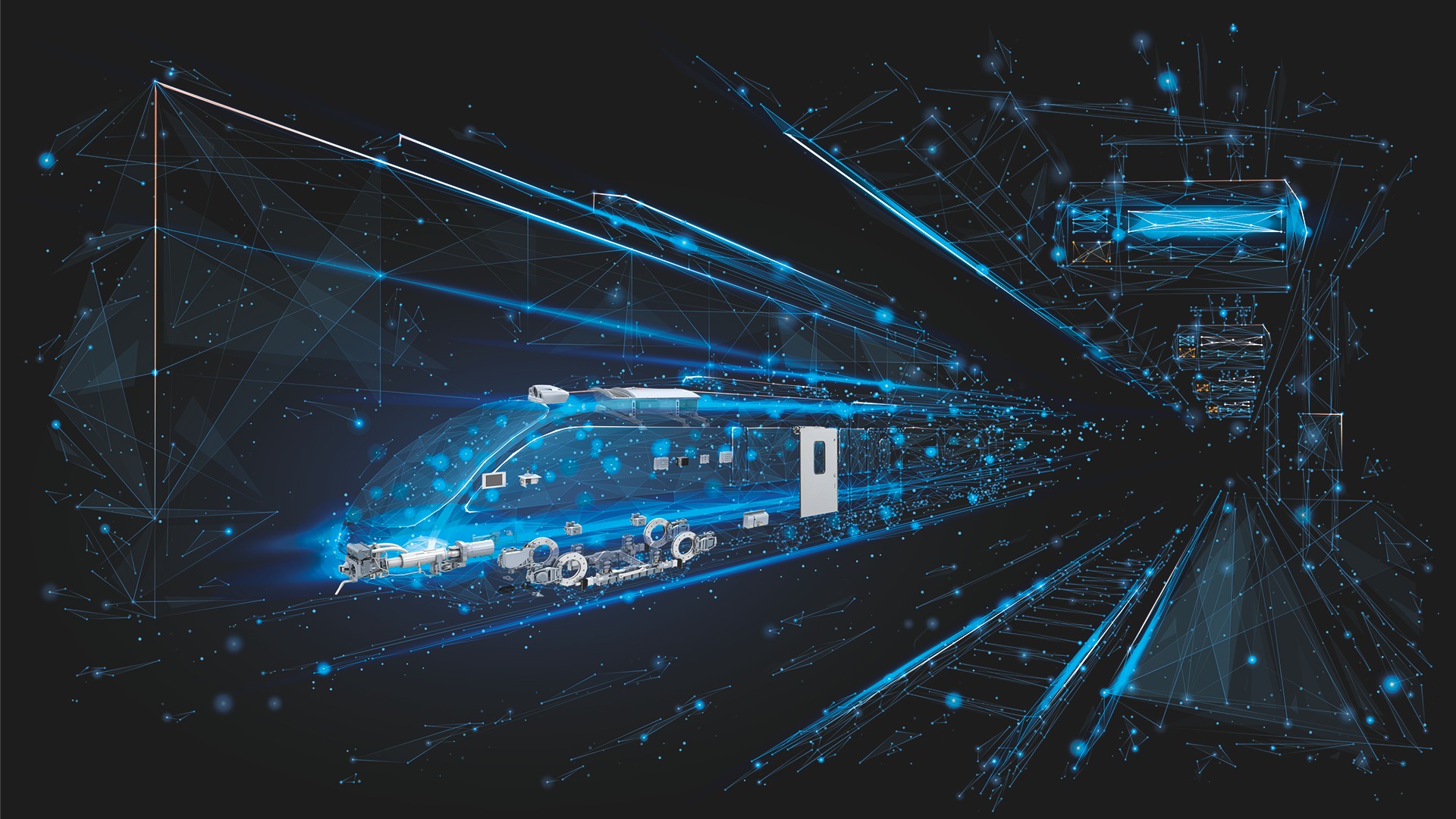 Connectivity between individual train components in Knorr-Bremse’s portfolio of digital solutions and features that can be combined to meet customer needs.